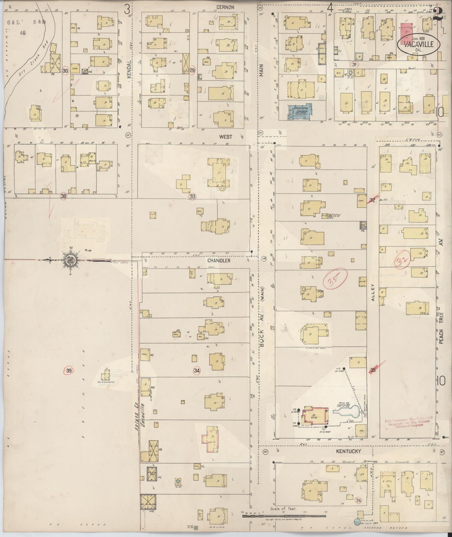 Sanborn Fire Insurance Map from Vacaville, Solano County, California (1941), Sheet #0002 - Complete Map Set gallery image, historic Sanborn map, vintage wall art, California California