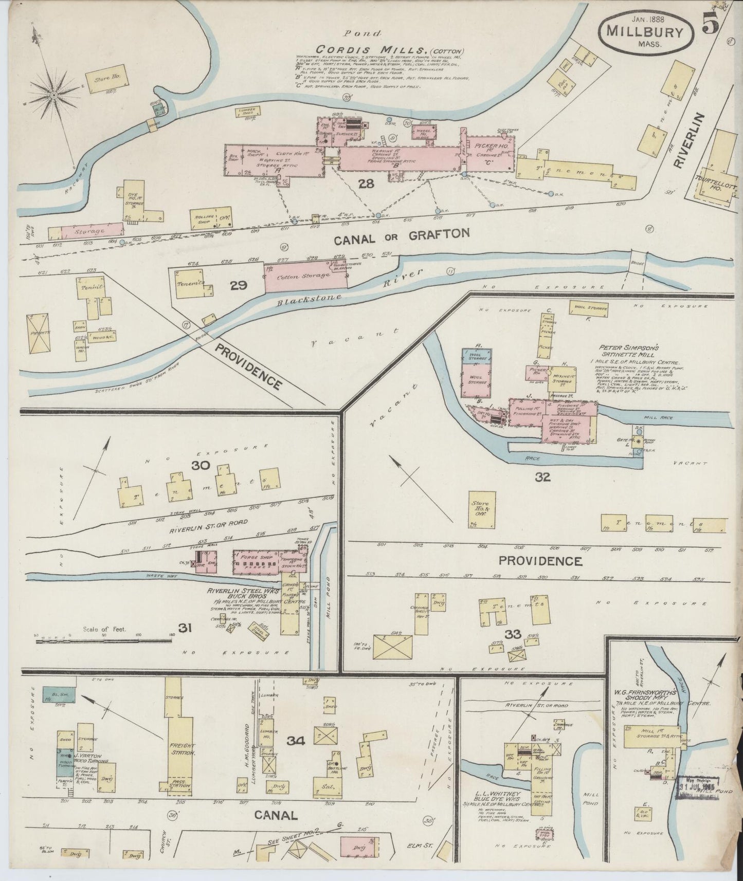 Sanborn Fire Insurance Map from Millbury, Worcester County, Massachusetts (1888), Sheet #0005 - Complete Map Set gallery image, historic Sanborn map, vintage wall art, Massachusetts Massachusetts