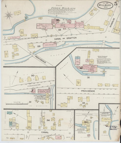Sanborn Fire Insurance Map from Millbury, Worcester County, Massachusetts (1888), Sheet #0005 - Complete Map Set gallery image, historic Sanborn map, vintage wall art, Massachusetts Massachusetts