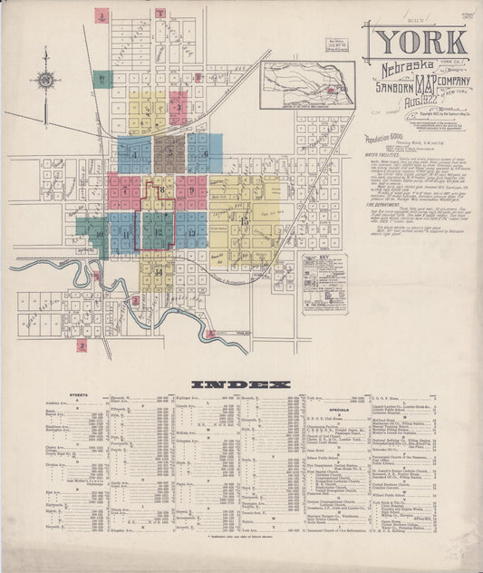 Sanborn Fire Insurance Map from York, York County, Nebraska (1922), Sheet #0001 - Complete Map Set gallery image, historic Sanborn map, vintage wall art, Nebraska Nebraska
