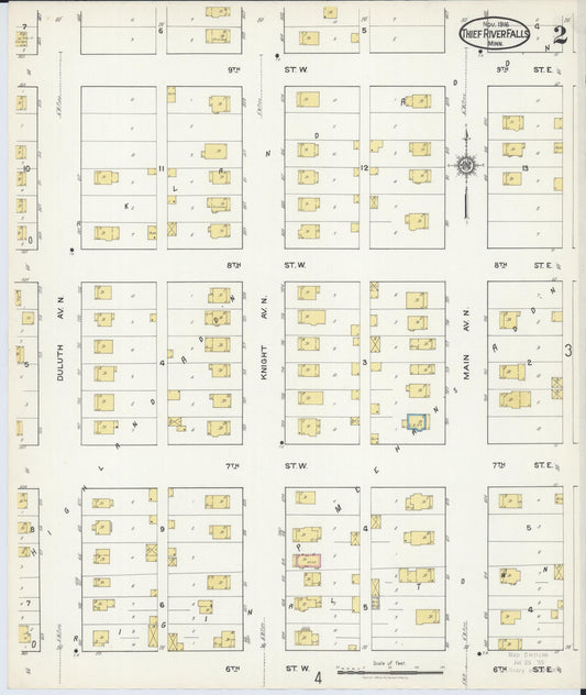 Sanborn Fire Insurance Map from Thief River Falls, Pennington County, Minnesota (1916), Sheet #0002 - Historic Sanborn Fire Insurance Map Print, vintage old map wall art, antique decor, genealogy gift, Minnesota Minnesota map