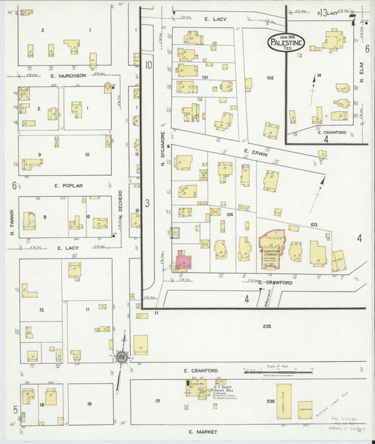 Sanborn Fire Insurance Map from Palestine, Anderson County, Texas (1919), Sheet #0007 - Historic Sanborn Fire Insurance Map Print, vintage old map wall art, antique decor, genealogy gift, Texas Texas map