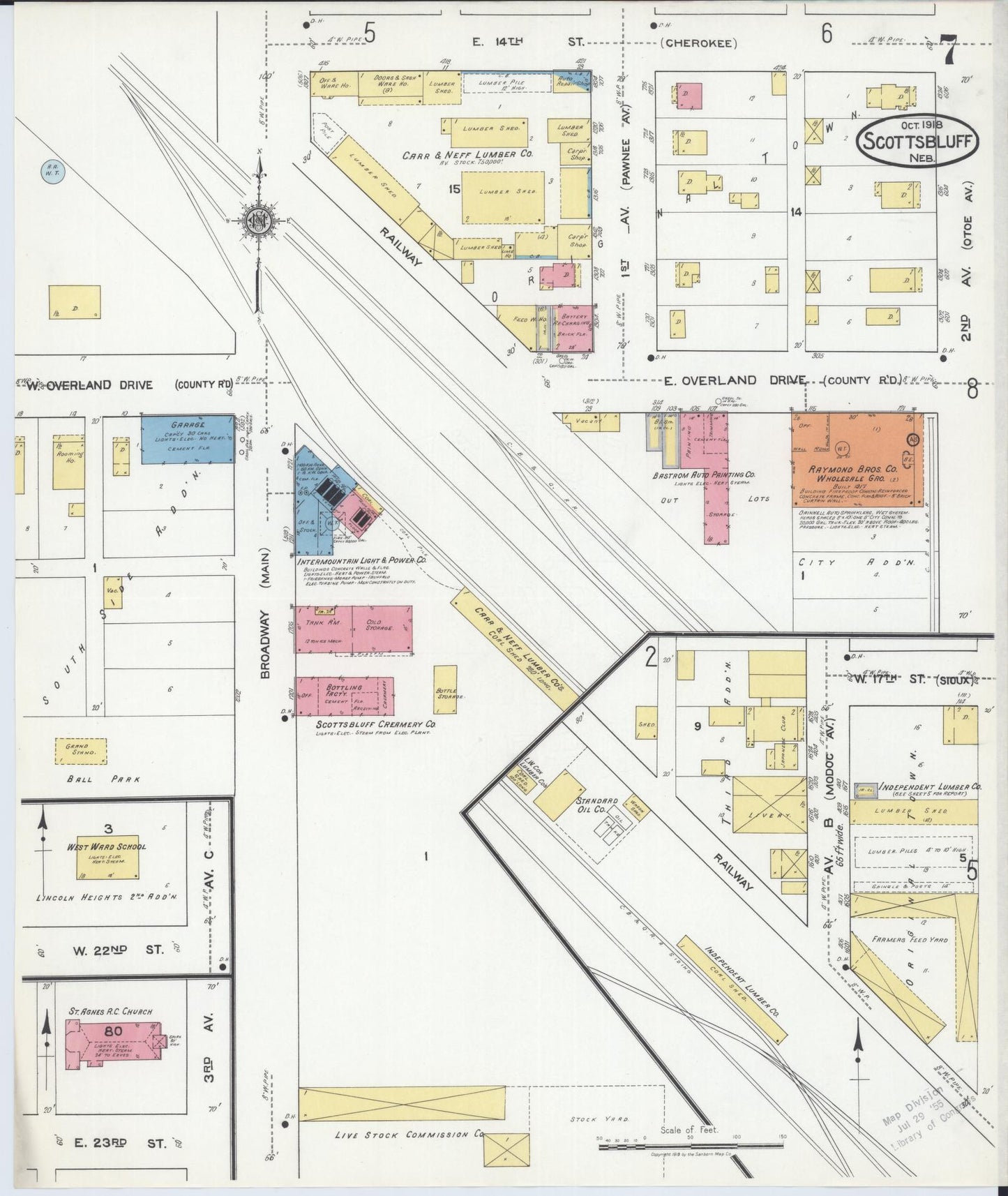 Sanborn Fire Insurance Map from Scottsbluff, Scotts Bluff County, Nebraska (1918), Sheet #0007 - Historic Sanborn Fire Insurance Map Print, vintage old map wall art, antique decor, genealogy gift, Nebraska Nebraska map