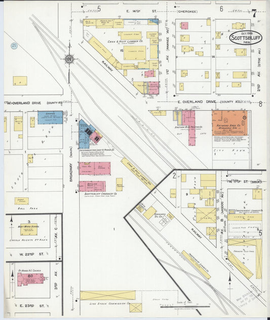 Sanborn Fire Insurance Map from Scottsbluff, Scotts Bluff County, Nebraska (1918), Sheet #0007 - Historic Sanborn Fire Insurance Map Print, vintage old map wall art, antique decor, genealogy gift, Nebraska Nebraska map