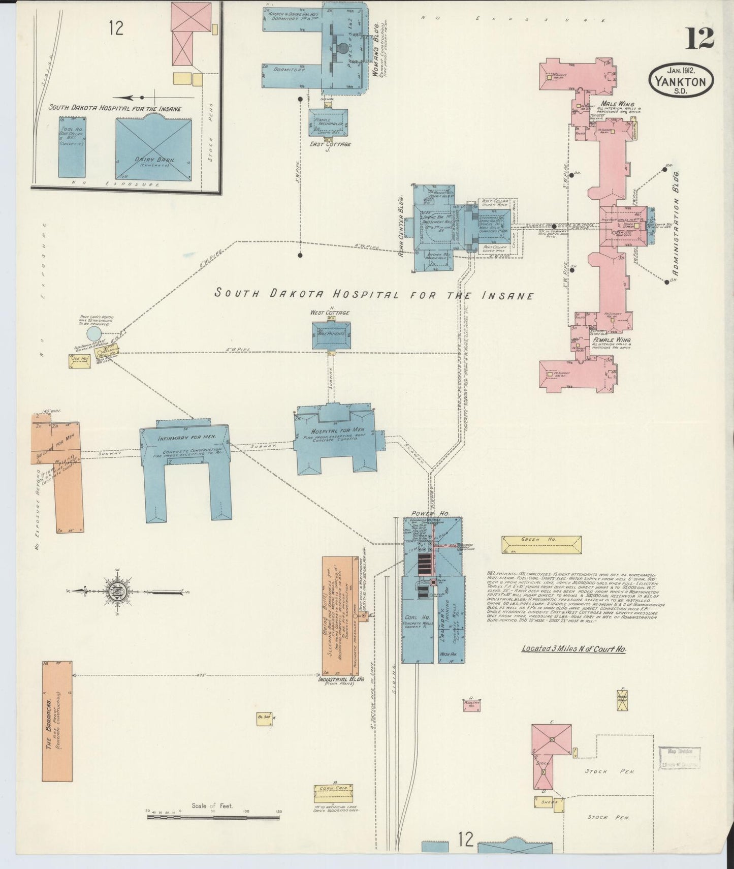 Sanborn Fire Insurance Map from Yankton, Yankton County, South Dakota (1912), Sheet #0012 - Complete Map Set gallery image, historic Sanborn map, vintage wall art, South Dakota South Dakota