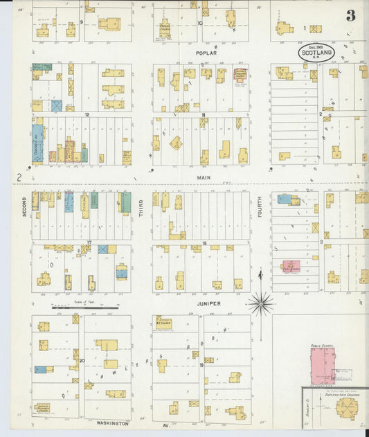 Sanborn Fire Insurance Map from Scotland, Bon Homme County, South Dakota (1903), Sheet #0003 - Historic Sanborn Fire Insurance Map Print, vintage old map wall art, antique decor, genealogy gift, South Dakota South Dakota map