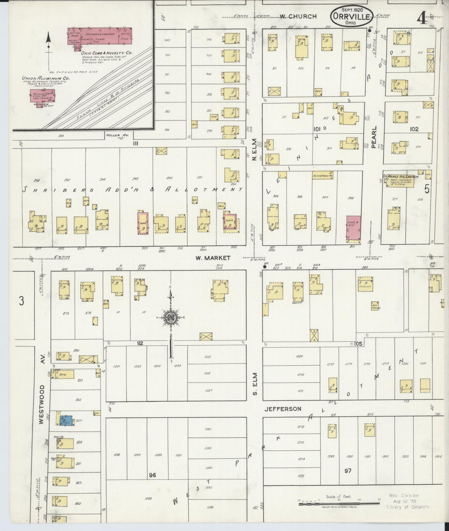 Sanborn Fire Insurance Map from Orrville, Wayne County, Ohio (1920), Sheet #0004 - Complete Map Set gallery image, historic Sanborn map, vintage wall art, Ohio Ohio