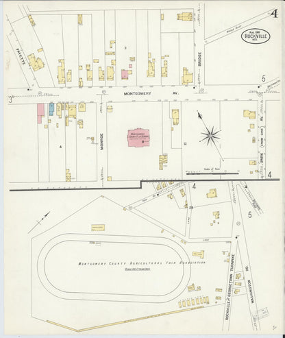 Sanborn Fire Insurance Map from Rockville, Montgomery County, Maryland (1908), Sheet #0004 - Complete Map Set gallery image, historic Sanborn map, vintage wall art, Maryland Maryland