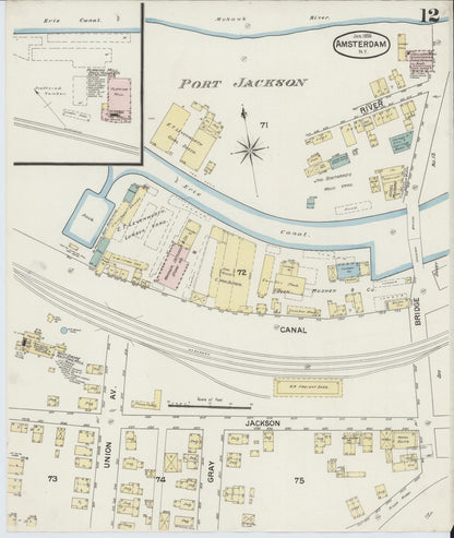 Sanborn Fire Insurance Map from Amsterdam, Montgomery County, New York (1888), Sheet #0012 - Complete Map Set gallery image, historic Sanborn map, vintage wall art, New York New York