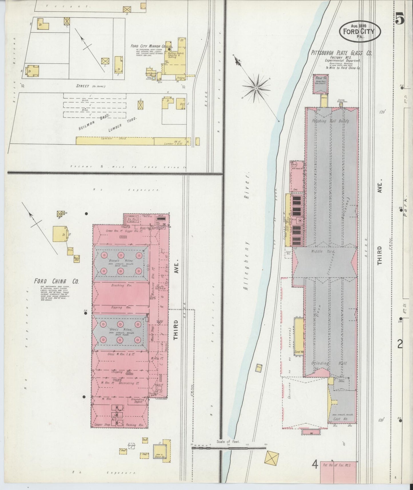 Sanborn Fire Insurance Map from Ford City, Armstrong County, Pennsylvania (1899), Sheet #0005 - Historic Sanborn Fire Insurance Map Print, vintage old map wall art, antique decor, genealogy gift, Pennsylvania Pennsylvania map