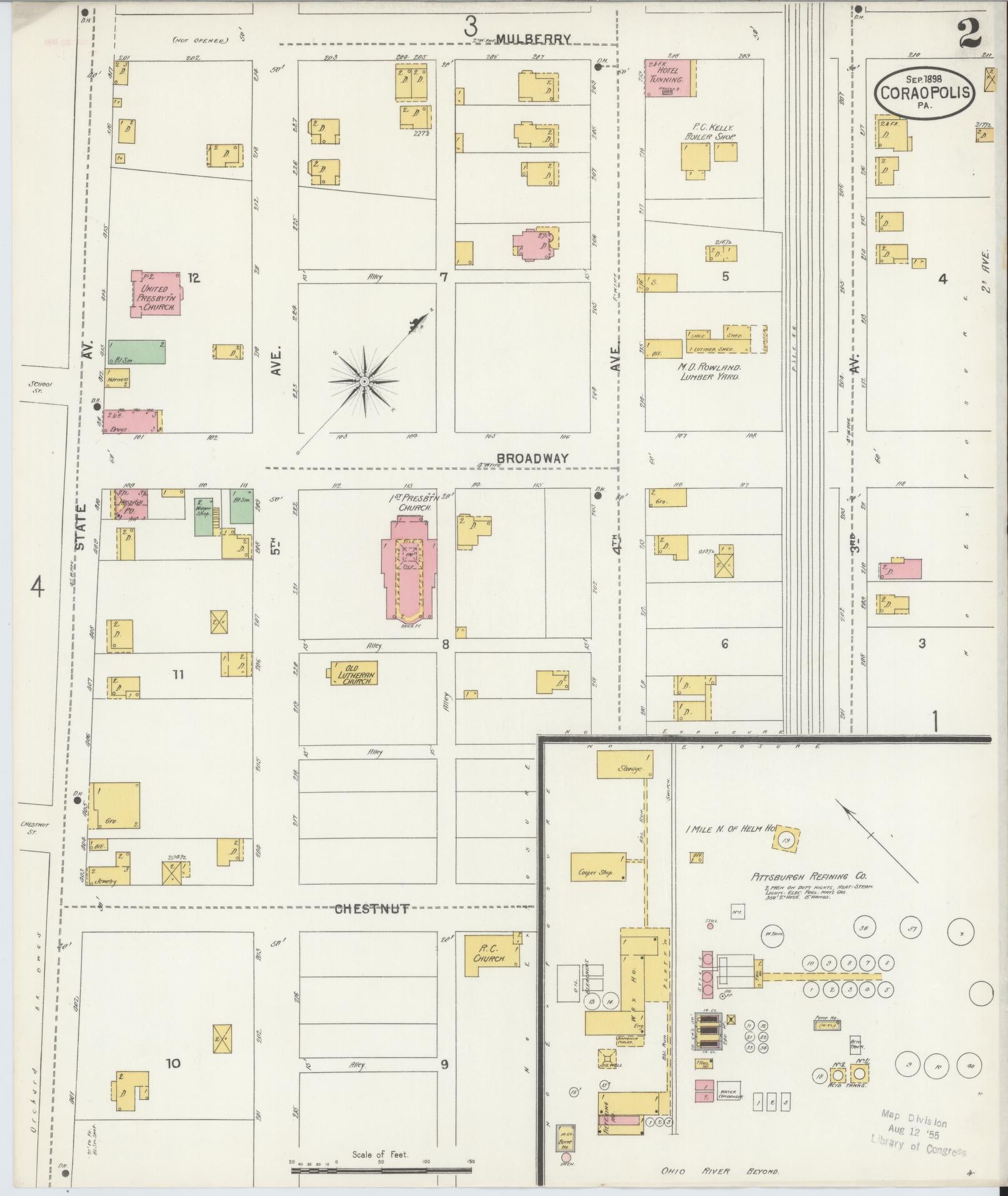 Sanborn Fire Insurance Map from Coraopolis, Allegheny County, Pennsylvania (1898), Sheet #0002 - Complete Map Set gallery image, historic Sanborn map, vintage wall art, Pennsylvania Pennsylvania