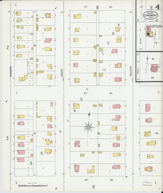 Sanborn Fire Insurance Map from Longmont, Boulder County, Colorado (1900), Sheet #0004 - Historic Sanborn Fire Insurance Map Print, vintage old map wall art, antique decor, genealogy gift, Colorado Colorado map