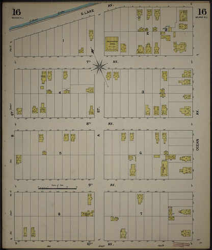 Sanborn Fire Insurance Map from New Jersey Coast, New Jersey Coast, New Jersey (1890), Sheet #0016 - Historic Sanborn Fire Insurance Map Print, vintage old map wall art, antique decor, genealogy gift, New Jersey Coast New Jersey map