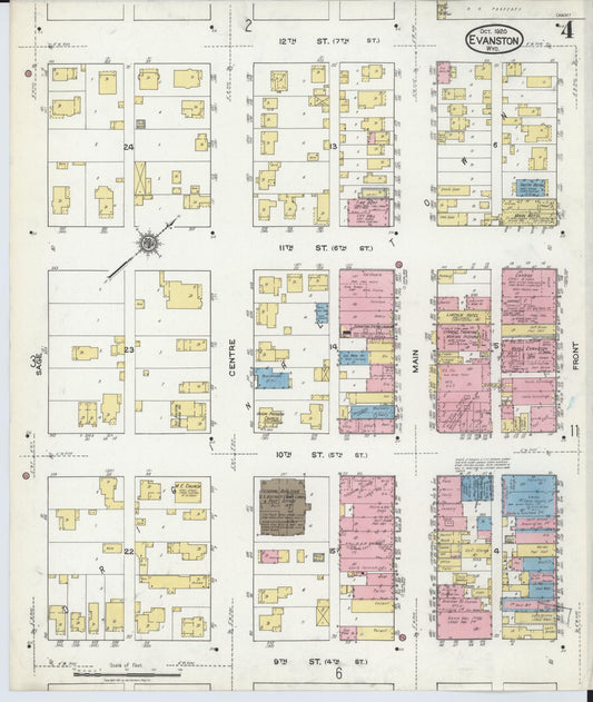 Sanborn Fire Insurance Map from Evanston, Uinta County, Wyoming (1920), Sheet #0004 - Historic Sanborn Fire Insurance Map Print, vintage old map wall art, antique decor, genealogy gift, Wyoming Wyoming map