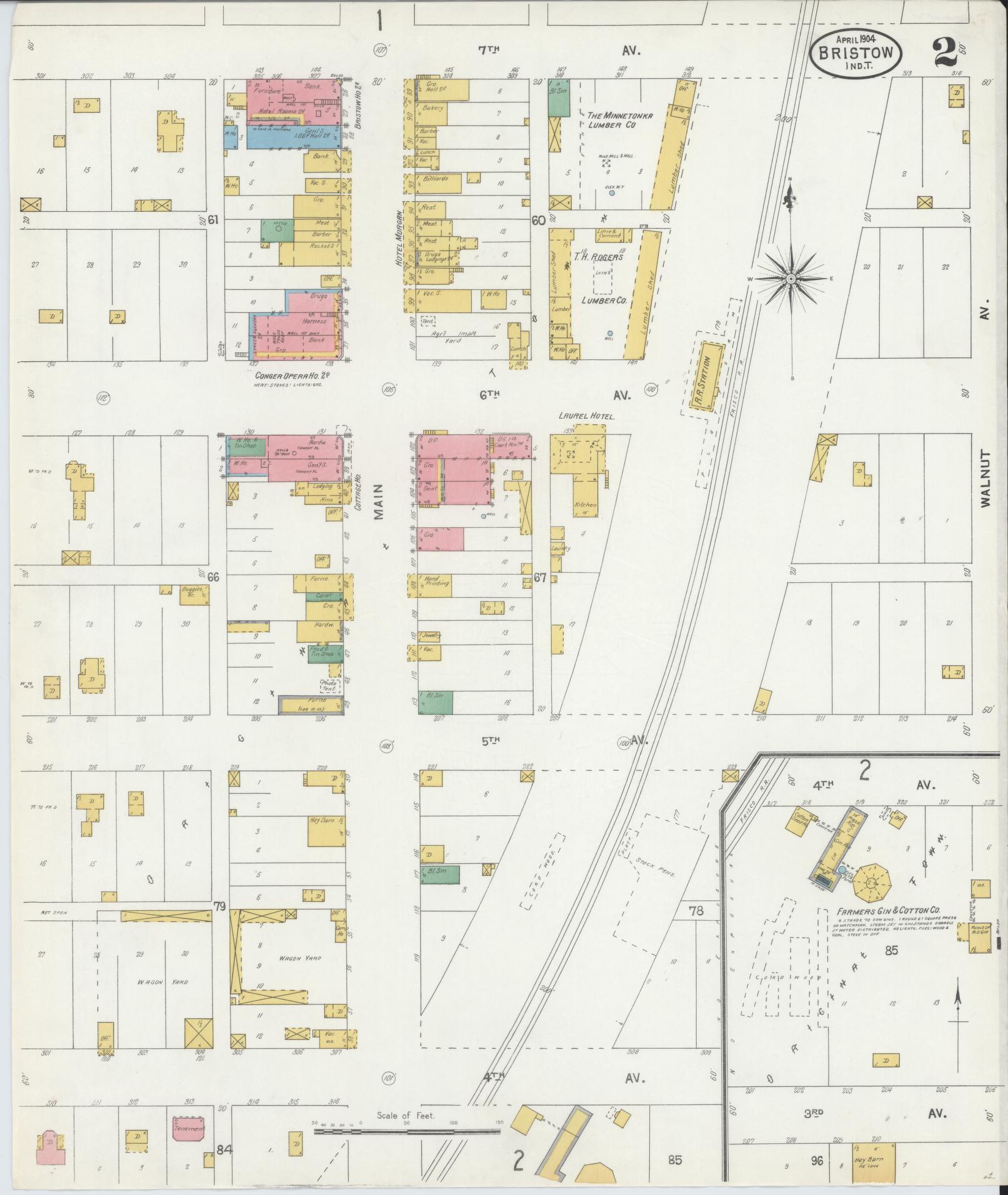 Sanborn Fire Insurance Map from Bristow, Creek County, Oklahoma (1904), Sheet #0002 - Complete Map Set gallery image, historic Sanborn map, vintage wall art, Oklahoma Oklahoma