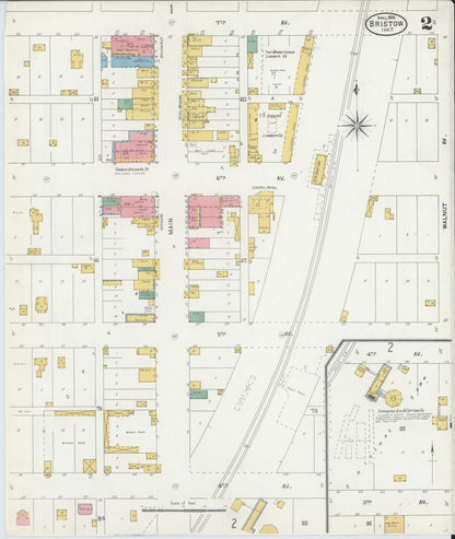 Sanborn Fire Insurance Map from Bristow, Creek County, Oklahoma (1904), Sheet #0002 - Complete Map Set gallery image, historic Sanborn map, vintage wall art, Oklahoma Oklahoma