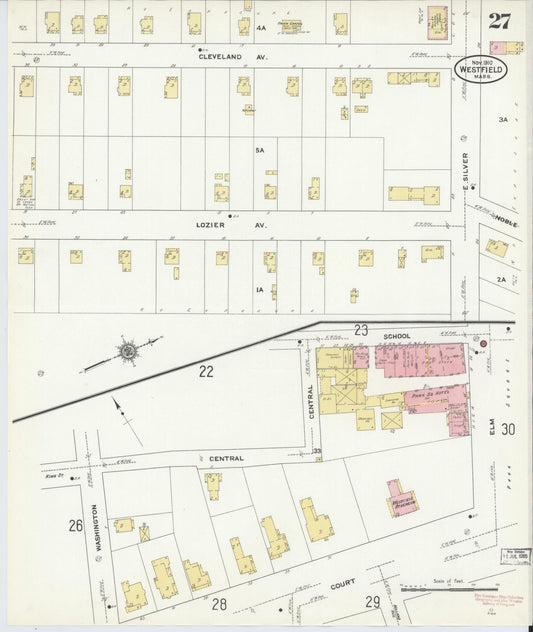 Sanborn Fire Insurance Map from Westfield, Hampden County, Massachusetts (1910), Sheet #0027 - Historic Sanborn Fire Insurance Map Print, vintage old map wall art, antique decor, genealogy gift, Massachusetts Massachusetts map