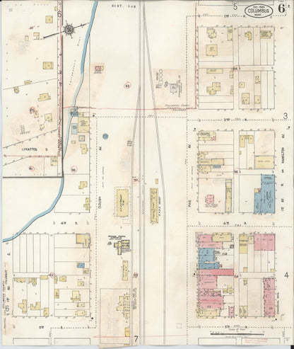 Sanborn Fire Insurance Map from Columbus, Stillwater County, Montana (1942), Sheet #0006 - Complete Map Set gallery image, historic Sanborn map, vintage wall art, Montana Montana