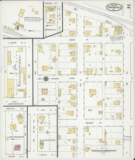Sanborn Fire Insurance Map from Portageville, New Madrid County, Missouri (1919), Sheet #0002 - Historic Sanborn Fire Insurance Map Print, vintage old map wall art, antique decor, genealogy gift, Missouri Missouri map