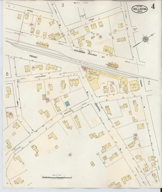 Sanborn Fire Insurance Map from Holliston, Middlesex County, Massachusetts (1942), Sheet #0004 - Historic Sanborn Fire Insurance Map Print, vintage old map wall art, antique decor, genealogy gift, Massachusetts Massachusetts map
