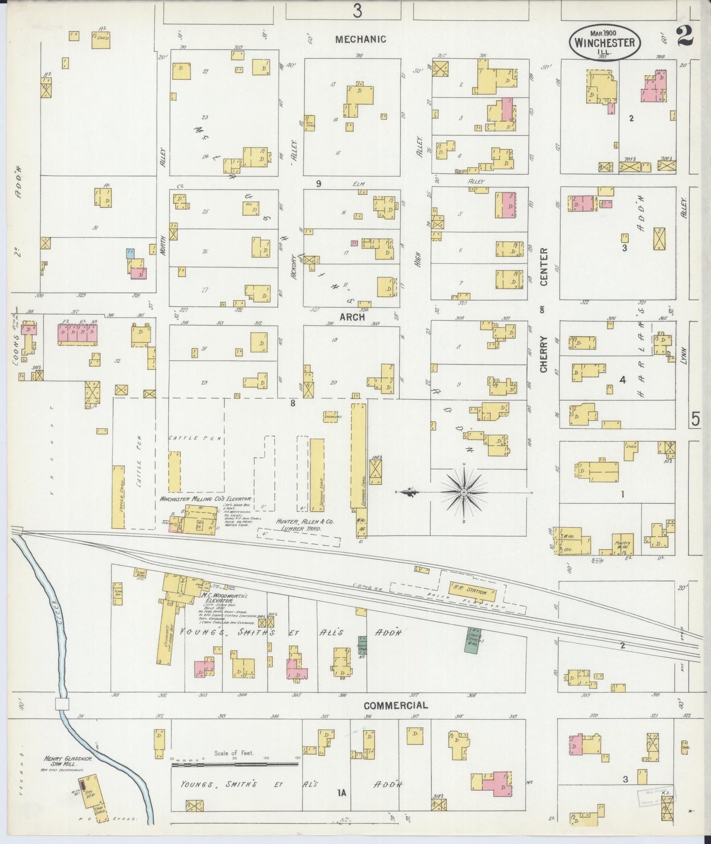 Sanborn Fire Insurance Map from Winchester, Scott County, Illinois (1900), Sheet #0002 - Complete Map Set gallery image, historic Sanborn map, vintage wall art, Illinois Illinois