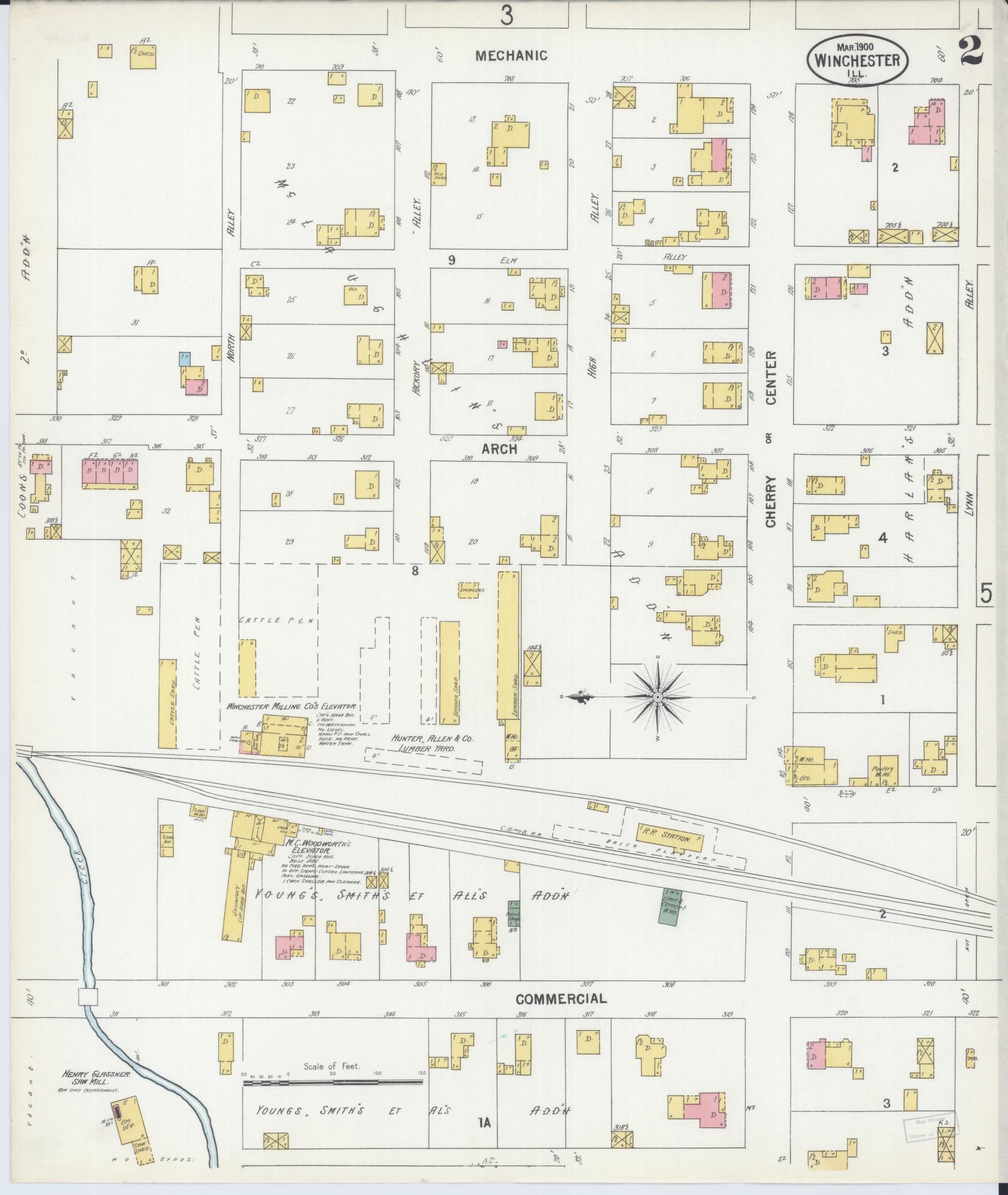Sanborn Fire Insurance Map from Winchester, Scott County, Illinois (1900), Sheet #0002 - Complete Map Set gallery image, historic Sanborn map, vintage wall art, Illinois Illinois