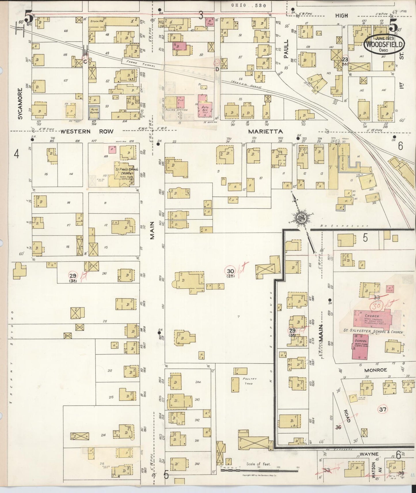 Sanborn Fire Insurance Map from Woodsfield, Monroe County, Ohio (1949), Sheet #0005 - Complete Map Set gallery image, historic Sanborn map, vintage wall art, Ohio Ohio