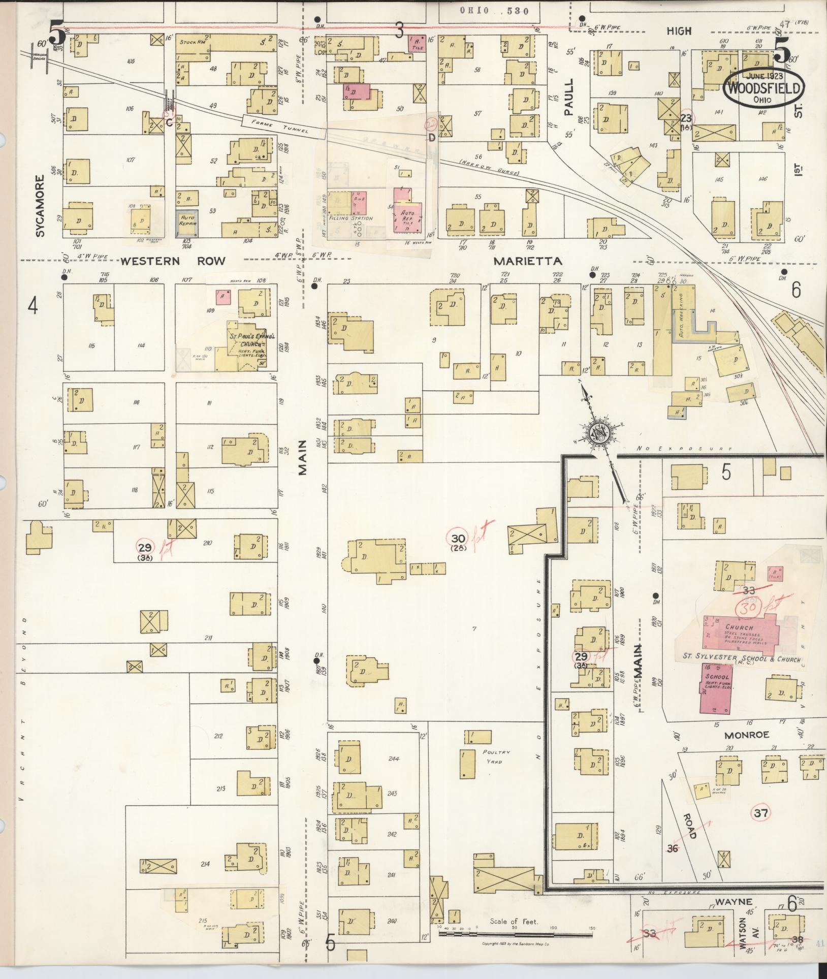 Sanborn Fire Insurance Map from Woodsfield, Monroe County, Ohio (1949), Sheet #0005 - Complete Map Set gallery image, historic Sanborn map, vintage wall art, Ohio Ohio