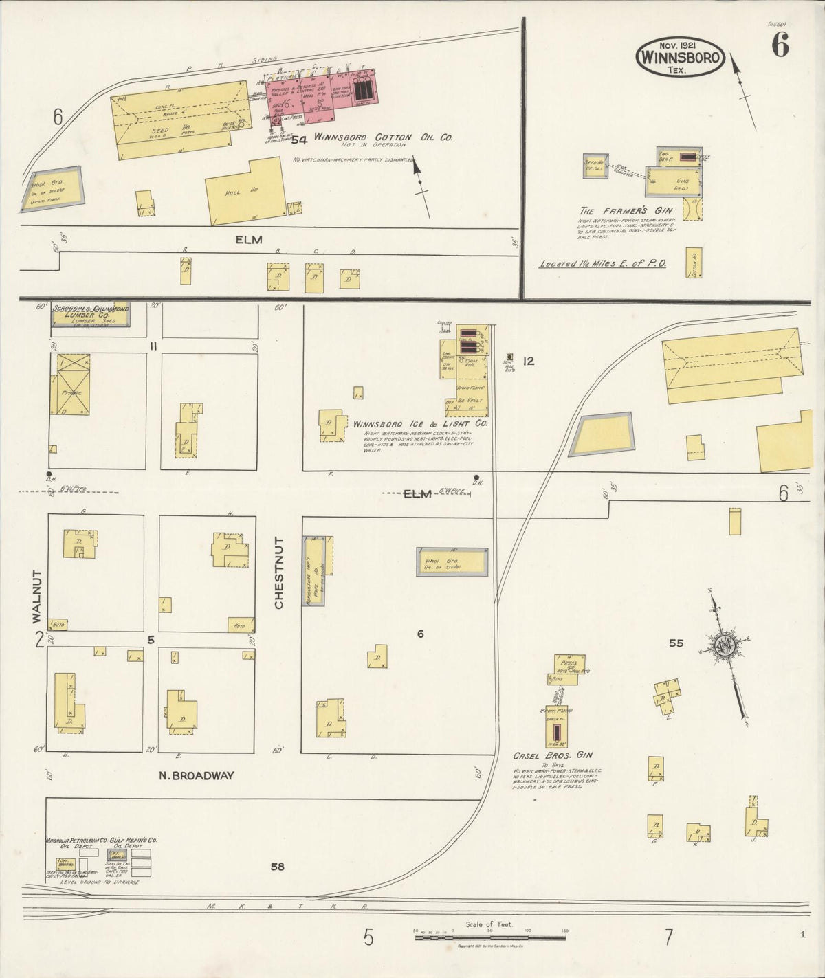 Sanborn Fire Insurance Map from Winnsboro, Wood County, Texas (1921), Sheet #0006 - Complete Map Set gallery image, historic Sanborn map, vintage wall art, Texas Texas