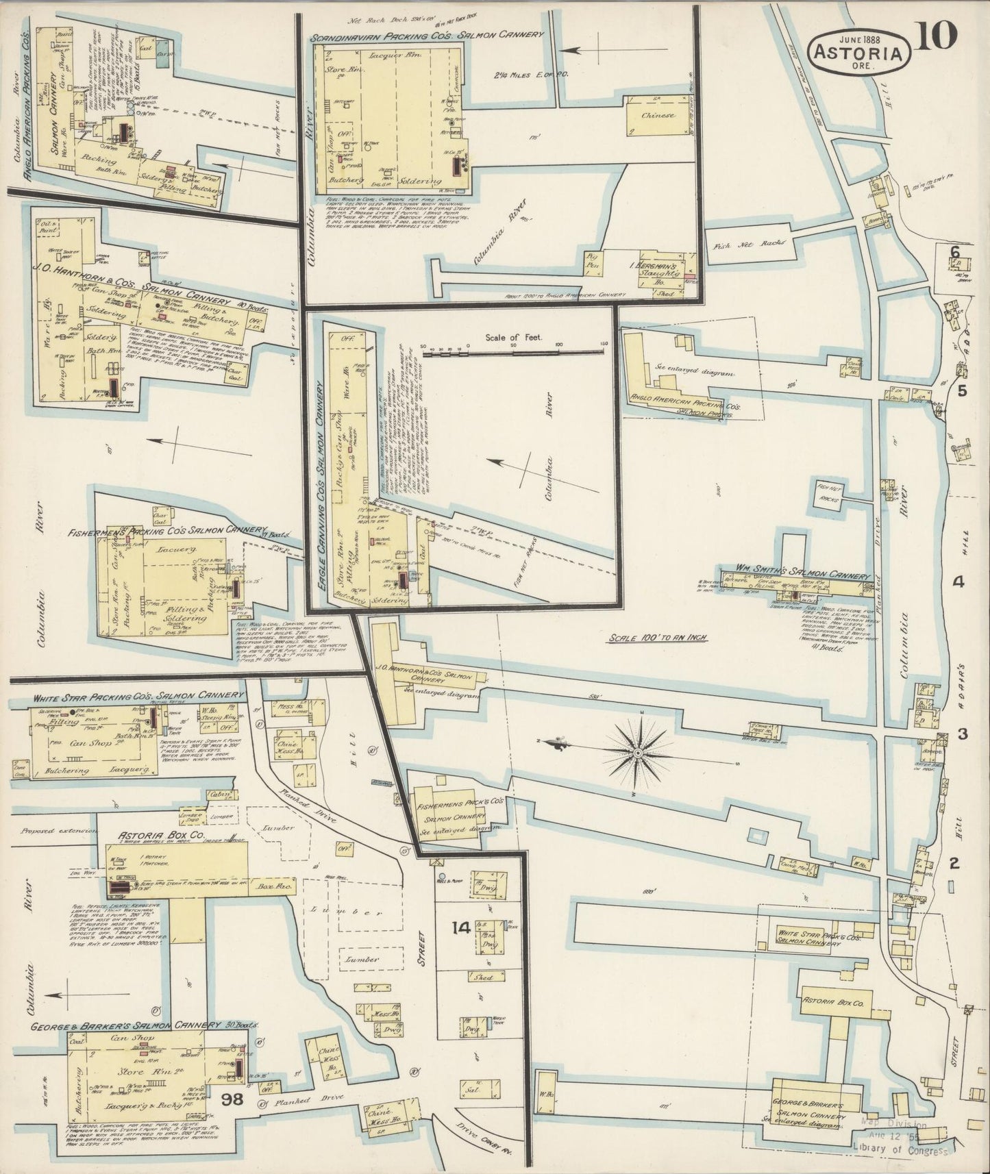 Sanborn Fire Insurance Map from Astoria, Clatsop County, Oregon (1888), Sheet #0010 - Complete Map Set gallery image, historic Sanborn map, vintage wall art, Oregon Oregon