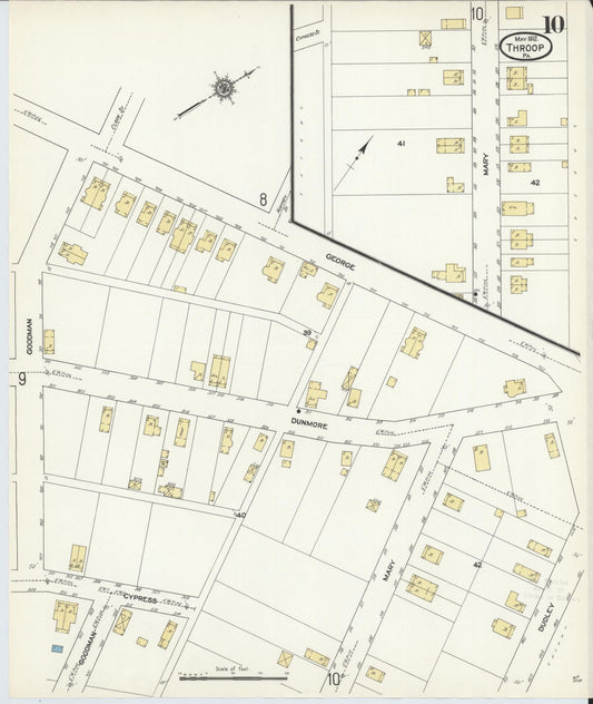 Sanborn Fire Insurance Map from Throop, Lackawanna County, Pennsylvania (1912), Sheet #0010 - Historic Sanborn Fire Insurance Map Print, vintage old map wall art, antique decor, genealogy gift, Pennsylvania Pennsylvania map