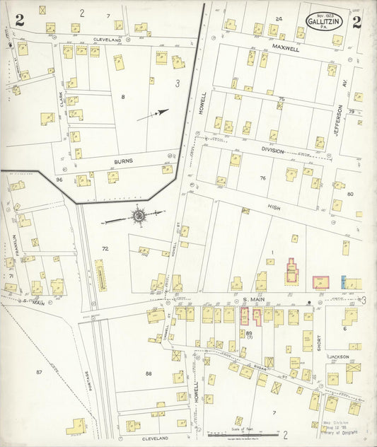 Sanborn Fire Insurance Map from Gallitzin, Cambria County, Pennsylvania (1923), Sheet #0002 - Historic Sanborn Fire Insurance Map Print, vintage old map wall art, antique decor, genealogy gift, Pennsylvania Pennsylvania map