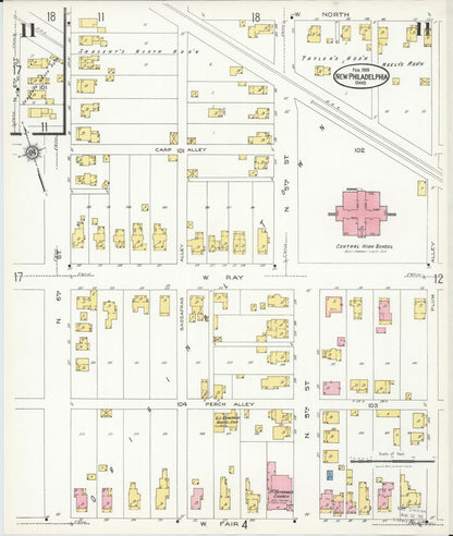 Sanborn Fire Insurance Map from New Philadelphia, Tuscarawas County, Ohio (1926), Sheet #0011 - Historic Sanborn Fire Insurance Map Print, vintage old map wall art, antique decor, genealogy gift, Ohio Ohio map