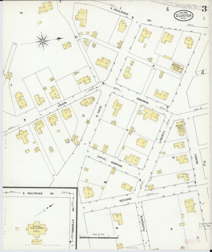 Sanborn Fire Insurance Map from Gloster, Amite County, Mississippi (1909), Sheet #0003 - Complete Map Set gallery image, historic Sanborn map, vintage wall art, Mississippi Mississippi