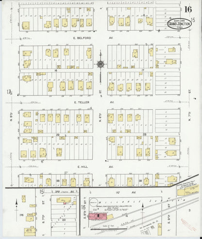 Sanborn Fire Insurance Map from Grand Junction, Mesa County, Colorado (1919), Sheet #0016 - Complete Map Set gallery image, historic Sanborn map, vintage wall art, Colorado Colorado