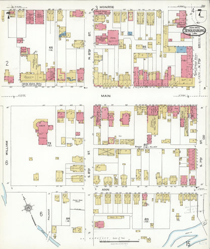 Sanborn Fire Insurance Map from Stroudsburg, Monroe County, Pennsylvania (1923), Sheet #0007 - Complete Map Set gallery image, historic Sanborn map, vintage wall art, Pennsylvania Pennsylvania