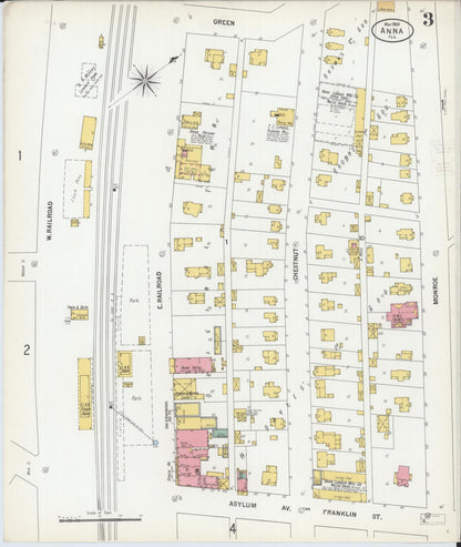 Sanborn Fire Insurance Map from Anna, Union County, Illinois (1900), Sheet #0003 - Complete Map Set gallery image, historic Sanborn map, vintage wall art, Illinois Illinois