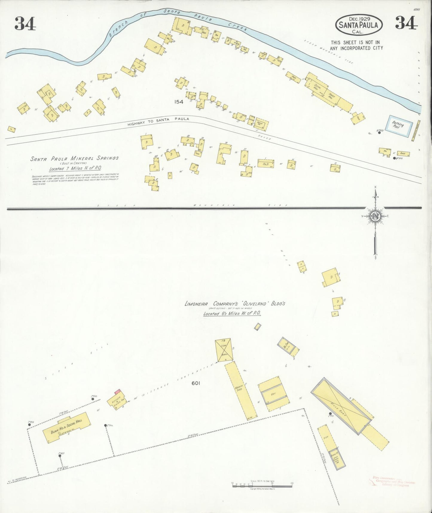 Sanborn Fire Insurance Map from Santa Paula, Ventura County, California (1929), Sheet #0034 - Complete Map Set gallery image, historic Sanborn map, vintage wall art, California California