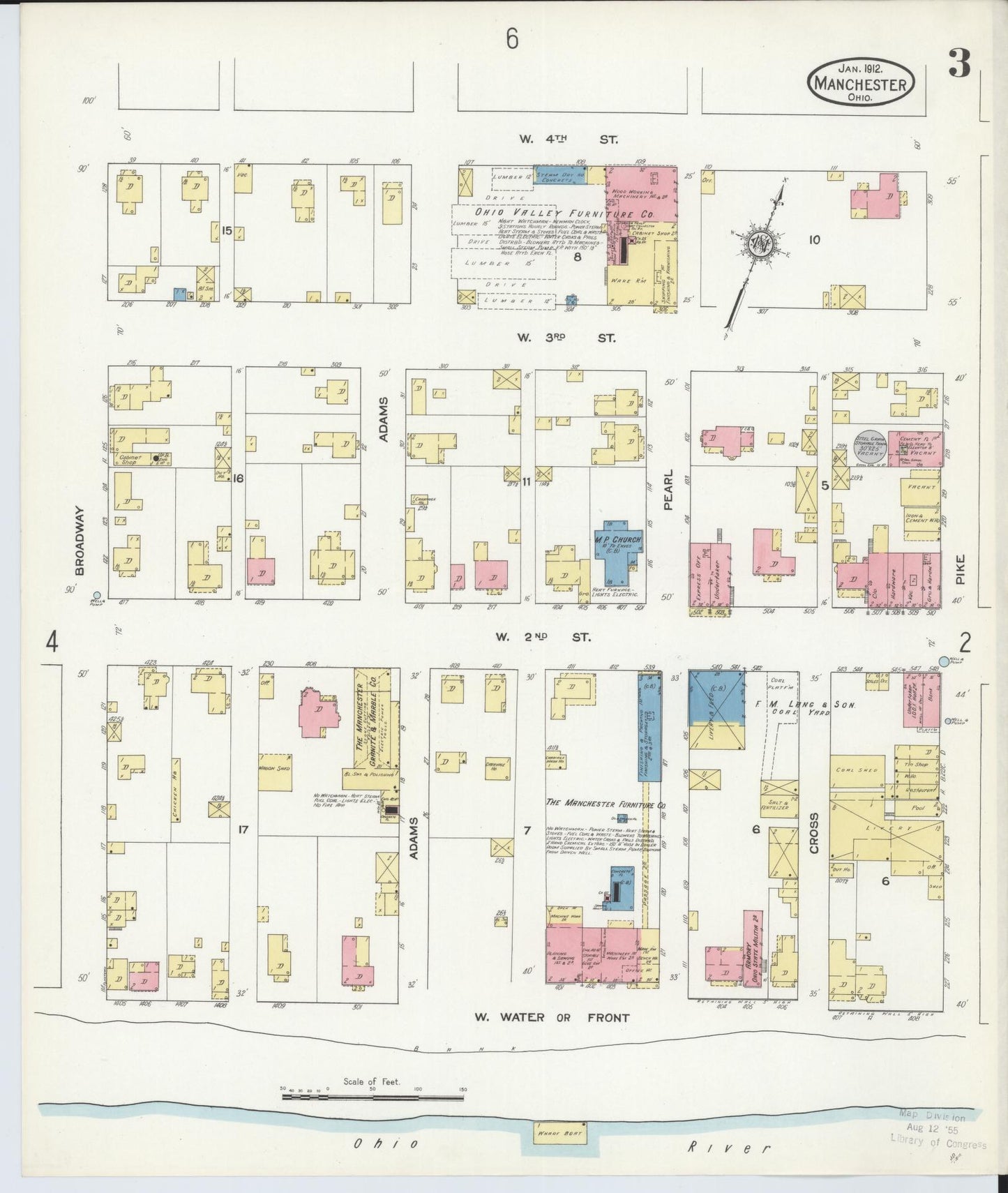 Sanborn Fire Insurance Map from Manchester, Adams County, Ohio (1912), Sheet #0003 - Complete Map Set gallery image, historic Sanborn map, vintage wall art, Ohio Ohio