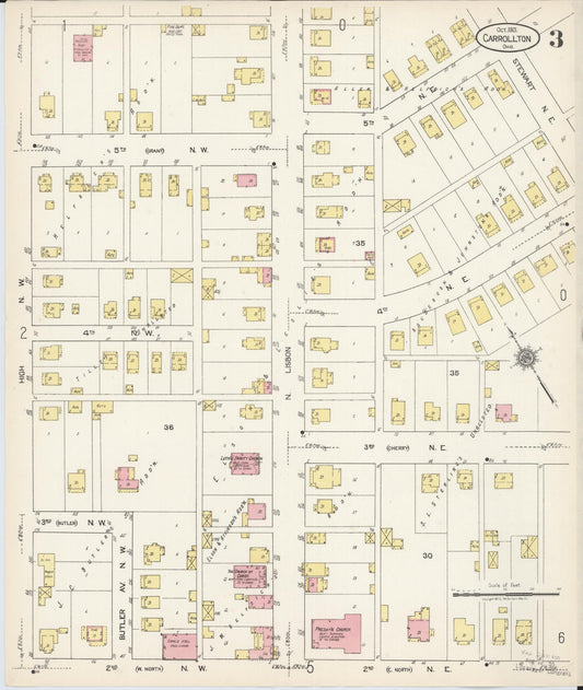Sanborn Fire Insurance Map from Carrollton, Carroll County, Ohio (1921), Sheet #0003 - Historic Sanborn Fire Insurance Map Print, vintage old map wall art, antique decor, genealogy gift, Ohio Ohio map