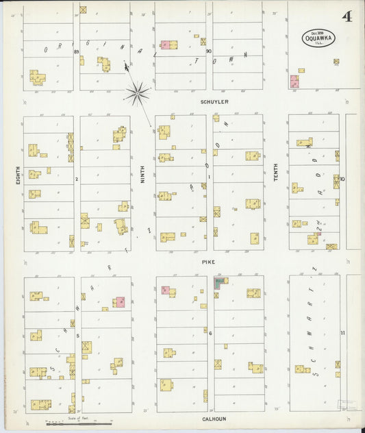 Sanborn Fire Insurance Map from Oquawka, Henderson County, Illinois (1899), Sheet #0004 - Historic Sanborn Fire Insurance Map Print, vintage old map wall art, antique decor, genealogy gift, Illinois Illinois map