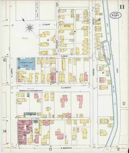 Sanborn Fire Insurance Map from Rome, Oneida County, New York (1899), Sheet #0011 - Complete Map Set gallery image, historic Sanborn map, vintage wall art, New York New York
