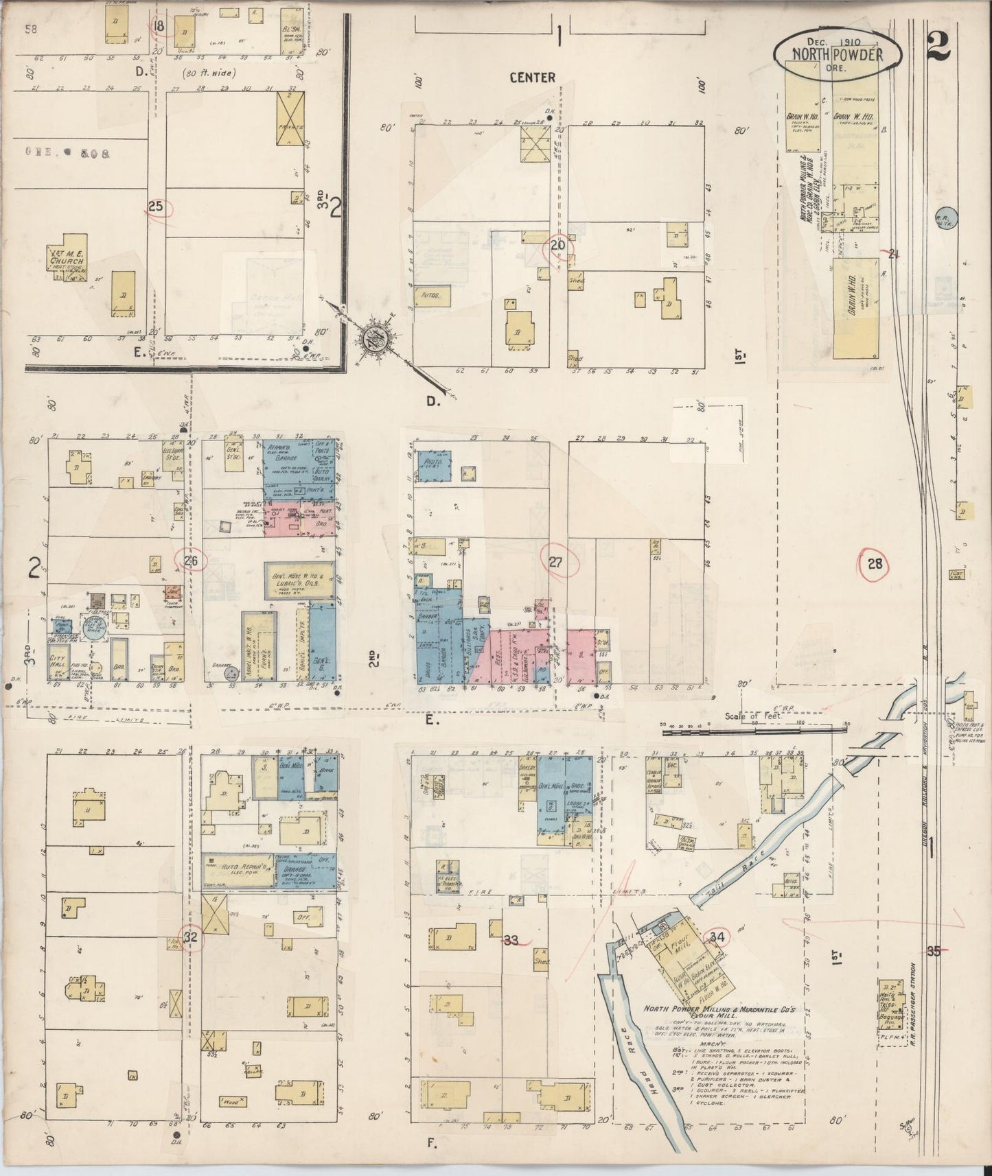 Sanborn Fire Insurance Map from North Powder, Union County, Oregon (1930), Sheet #0002 - Historic Sanborn Fire Insurance Map Print, vintage old map wall art, antique decor, genealogy gift, Oregon Oregon map