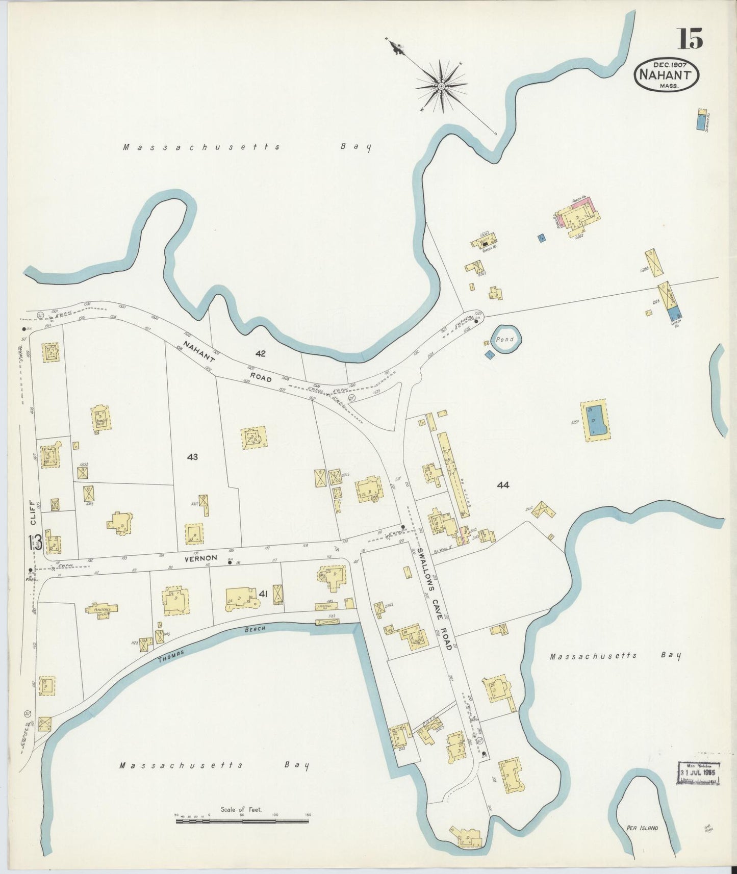 Sanborn Fire Insurance Map from Nahant, Essex County, Massachusetts (1907), Sheet #0015 - Complete Map Set gallery image, historic Sanborn map, vintage wall art, Massachusetts Massachusetts