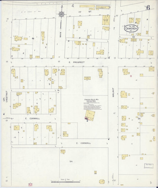 Sanborn Fire Insurance Map from Cameron, Clinton County, Missouri (1913), Sheet #0006 - Historic Sanborn Fire Insurance Map Print, vintage old map wall art, antique decor, genealogy gift, Missouri Missouri map
