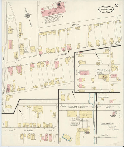 Sanborn Fire Insurance Map from Littlestown, Adams County, Pennsylvania (1912), Sheet #0002 - Complete Map Set gallery image, historic Sanborn map, vintage wall art, Pennsylvania Pennsylvania