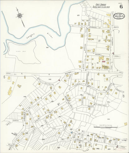 Sanborn Fire Insurance Map from Saugus, Essex County, Massachusetts (1922), Sheet #0006 - Historic Sanborn Fire Insurance Map Print, vintage old map wall art, antique decor, genealogy gift, Massachusetts Massachusetts map