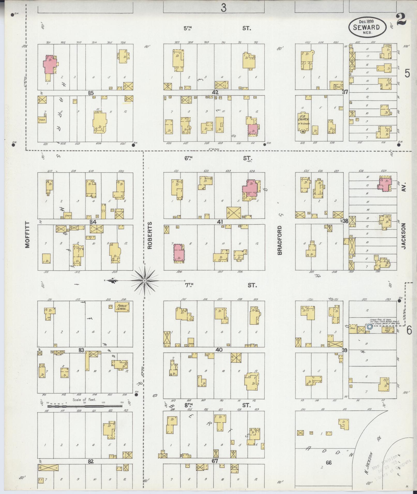 Sanborn Fire Insurance Map from Seward, Seward County, Nebraska (1899), Sheet #0002 - Complete Map Set gallery image, historic Sanborn map, vintage wall art, Nebraska Nebraska
