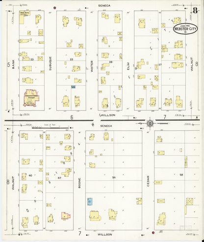 Sanborn Fire Insurance Map from Webster City, Hamilton County, Iowa (1915), Sheet #0008 - Historic Sanborn Fire Insurance Map Print, vintage old map wall art
