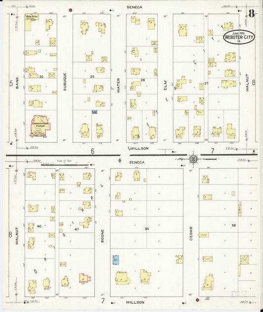 Sanborn Fire Insurance Map from Webster City, Hamilton County, Iowa (1915), Sheet #0008 - Historic Sanborn Fire Insurance Map Print, vintage old map wall art